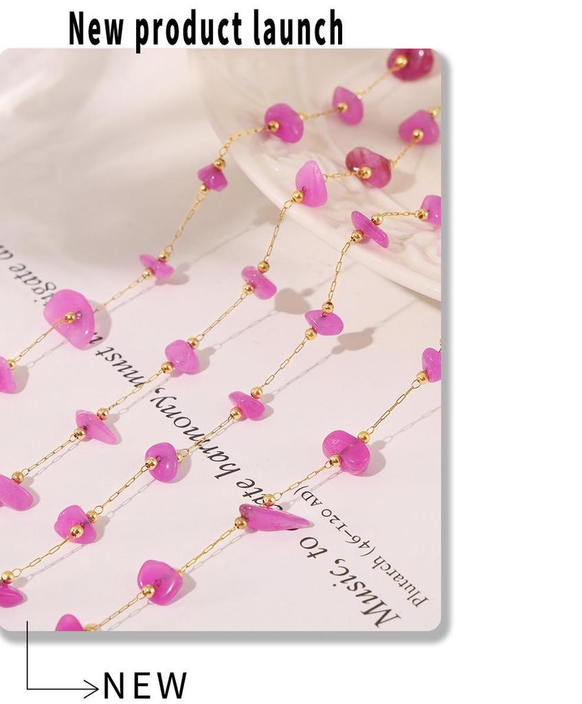 Bohemian Pink Natural Stone Choker & Bracelet Set for Women