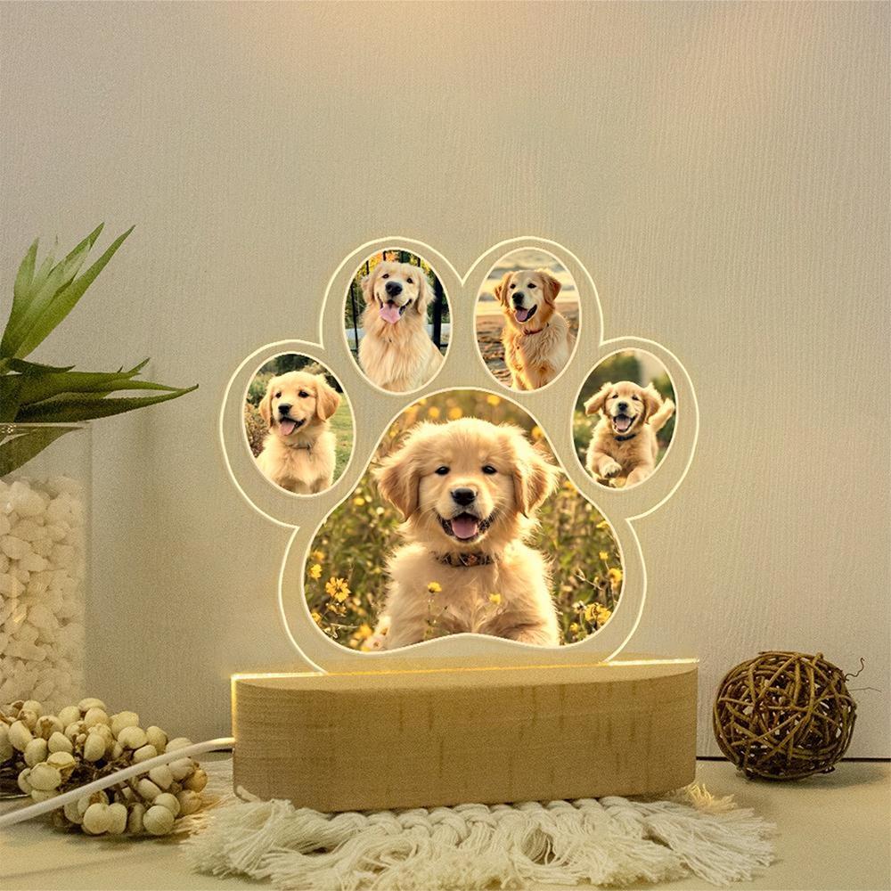 Custom Pet Memorial LED Night Light Personalized Pet Photo Plaque Warm Frame Heartwarming Gift For Pet Owners And Pet Lovers