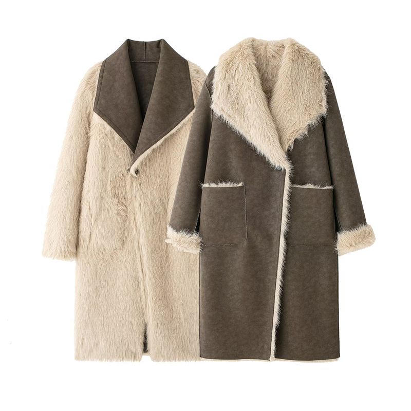 Kaslead New Arrival Women's Clothing Fashion Style Double-Sided Wear Long Overcoat Outerwear 6318262