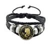 Bracciale Costellazione 1/12 Scorpione Sagittario Capricorno Acquario Corda Nera Bottone in Pelle Gioielli Zodiacali Regalo