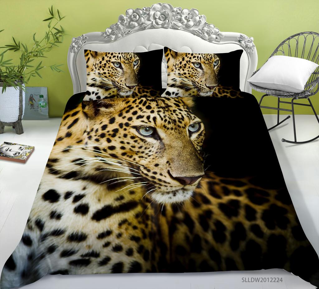 Leopard Series Digital Printing Quilt Cover Pillowcase Two Three Piece Set Polyester