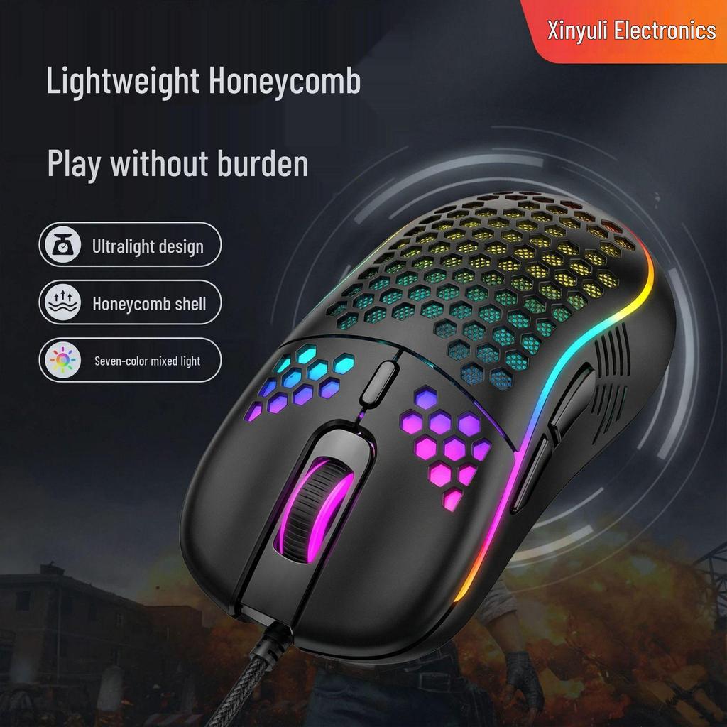 Ergonomic Wired/Wireless Gaming Mouse with RGB Lighting and Hollow Design