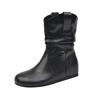 Wasteland wind retro pleated V-mouth western cowboy boots women's 2025 new versatile and thin flat-bottomed fashionable stacking boots