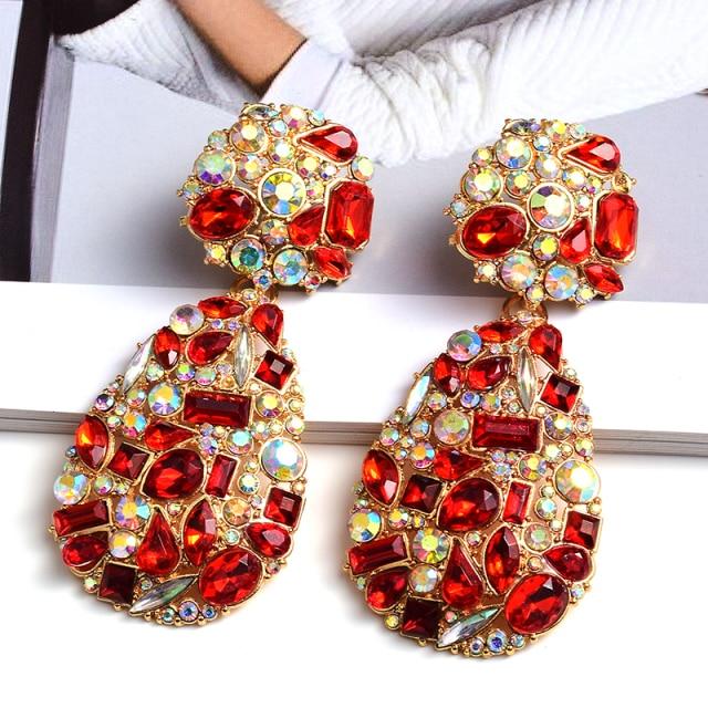 

Новые цветные кристаллы серьги-подвески ювелирные аксессуары для женщин модные тенденции горный хрусталь подвески бижутерия красный