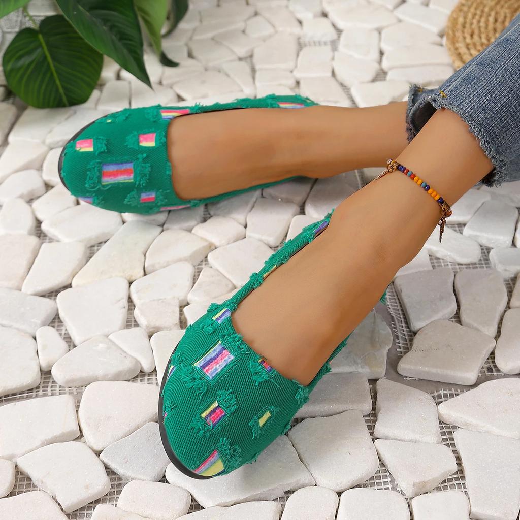 Mode Damen Leichte Slipper Lässige Ballerinas Sommer Damen Flachschuhe mit flachem Ausschnitt Weiche Loafer Neue Bequeme Sneaker Atmungsaktive Kleiderschuhe