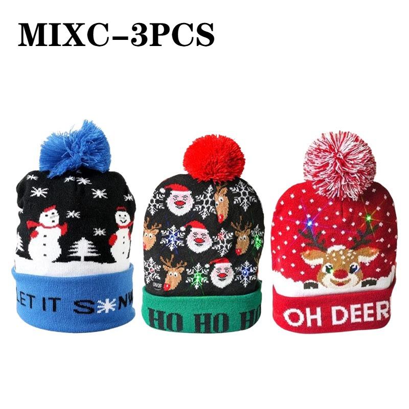 LED Christmas Knit Hat Ugly Holiday Party Hat with Flashing Modes Festive Headwear with BatteriesWinter Seasonal Hat for Women