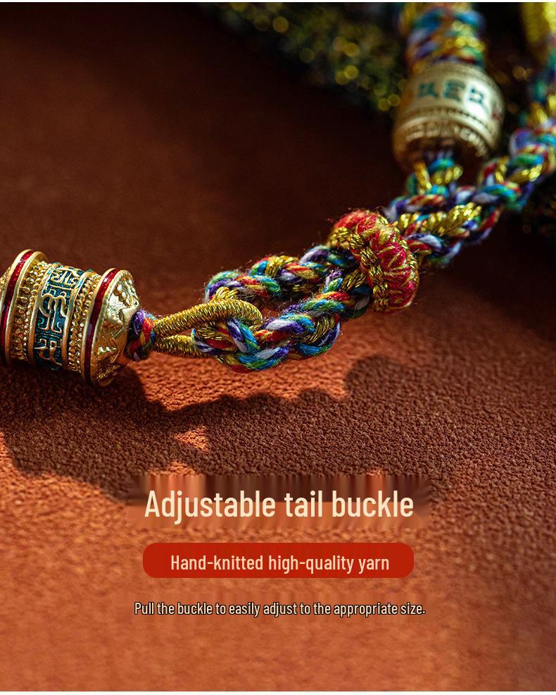 Tibetan Six-Syllable Mantra Hand-Woven Bracelet, Five-Color Red Rope for Women & Men's Birth Year Ethnic Ornament