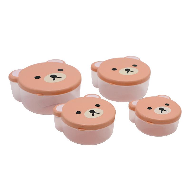 4pcs Children Cartoon Bento Box Cute Bear Lunch Box Outdoor Food Storage Box Kitchen Container Kids Student Microwave Lunch Box