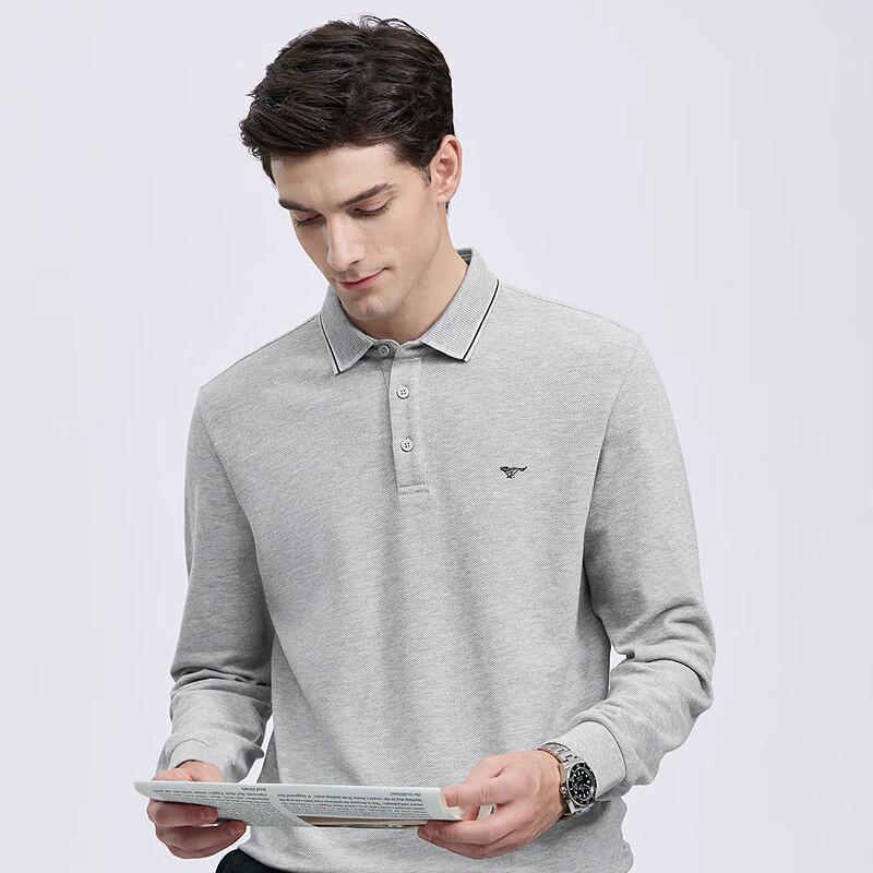 Septwolves Men's Long-Sleeve Pure Cotton Polo Shirt
