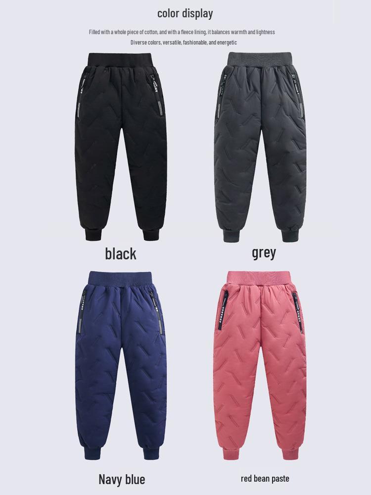 Children's Fleece-Lined Cotton Pants for Boys and Girls - Warm Winter Lambswool Outerwear