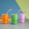 6/10pcs Stainless Steel Vacuum Tumbler Travel Mug With Straw Reusable 3oz Car Cup Small Water Bottle Ice Coffee Cup