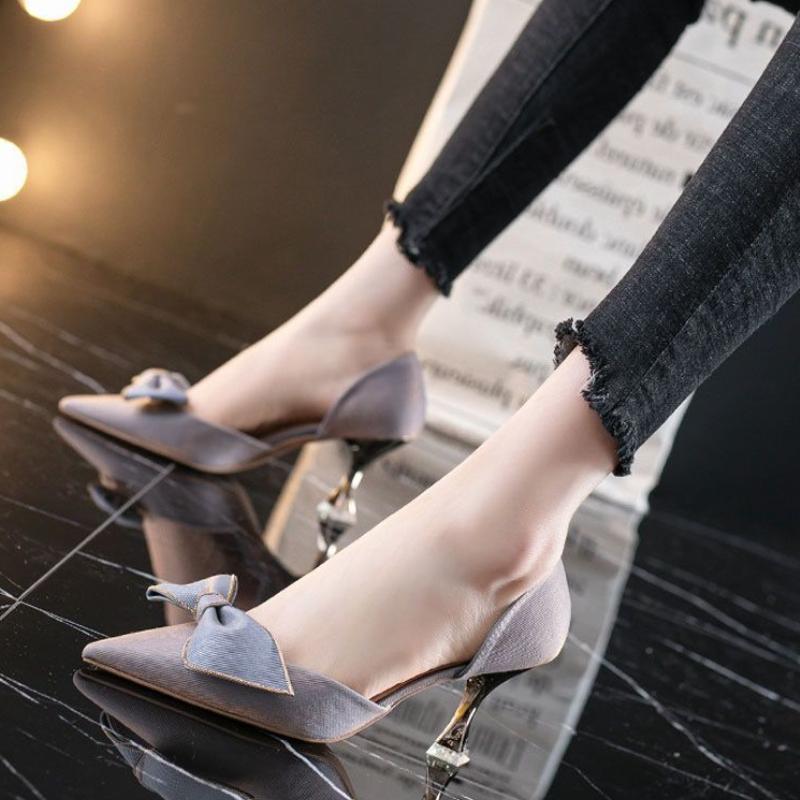 With Medium Heels Pointed Toe Bow Shoes for Women Spring and Autumn Lastest Chic Point High Quality On Sale Non Slip Woman Pumps