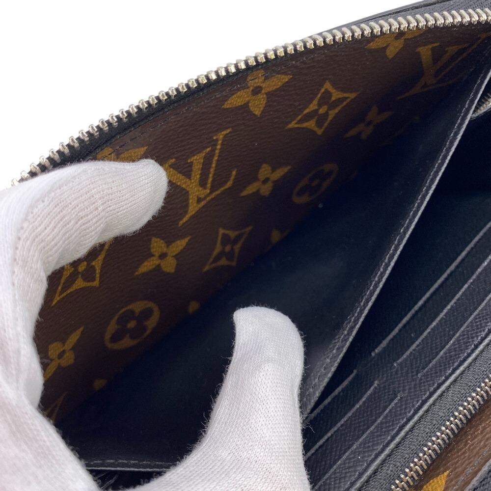 LOUIS VUITTON M69407 L-shaped zipper with strap Monogram macacer leather Zippy Dragonne Purse Brown leather mens Used