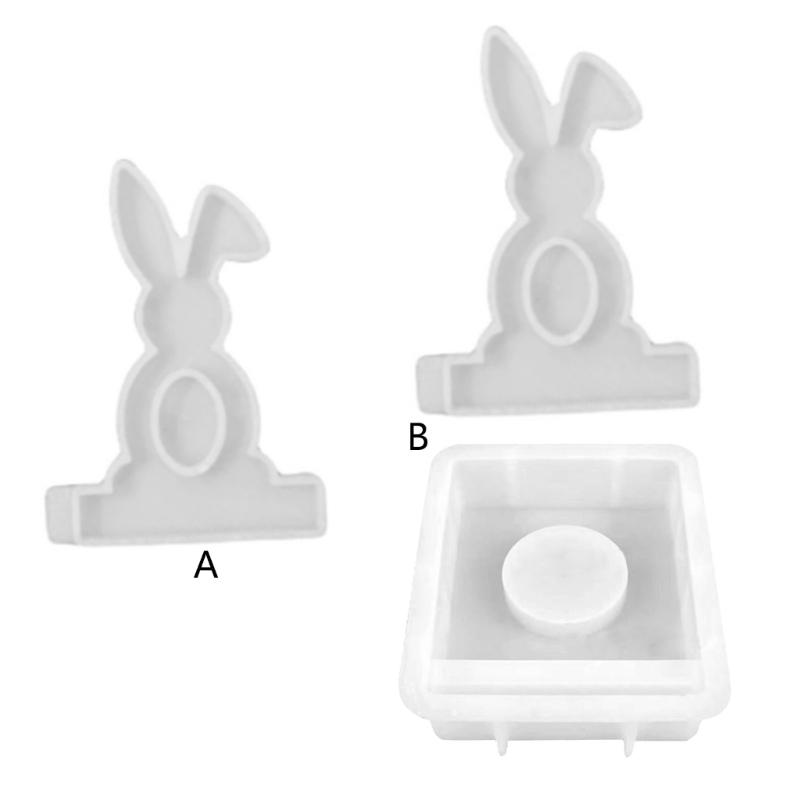 Rabbit Candle Holder Molds with Base for Making Easter Decorations Candle Holder Tealight Holder Table Ornament