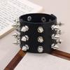 Punk Exaggerated Bracelets with Pointed Nails and Rivets Three Rows of PU Leather Bracelet Bar Accessories Women's Bracelets