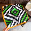Striped Printed Silk Like Square Scarf For Women Fashion