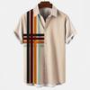 Summer new men's top striped D print men's cardigan lapel