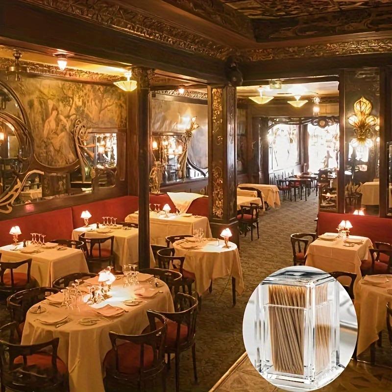 Robustní akrylový držák na párátka Průhledný čtvercový prachotěsný úložný box s bezpečným víkem, přenosný cestovní a domácí kuchyňský restaurace bar organizér