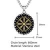Classic Norse 24 Runes Viking Compass Necklaces Mens Amulet Vegvisir Pendant Stainless Steel Chain Icelandic Male Jewelry Gifts