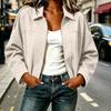 Women's Jacket with Notched Collar Zip Button Closure for Spring and Fall