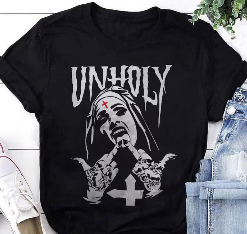 Funny Horror Unholy Nun T-Shirt Funny Valak Shirt Fan Gifts Unisex T-Shirt S
