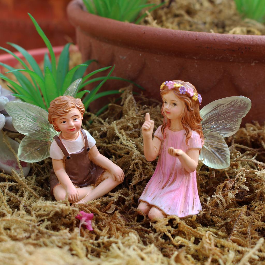 2er Set Kreatives Chat Blume Fee Harz Ornament Kreative Mikrolandschaft Blumentopf Dekoration Ornament Fee Garten Ornament