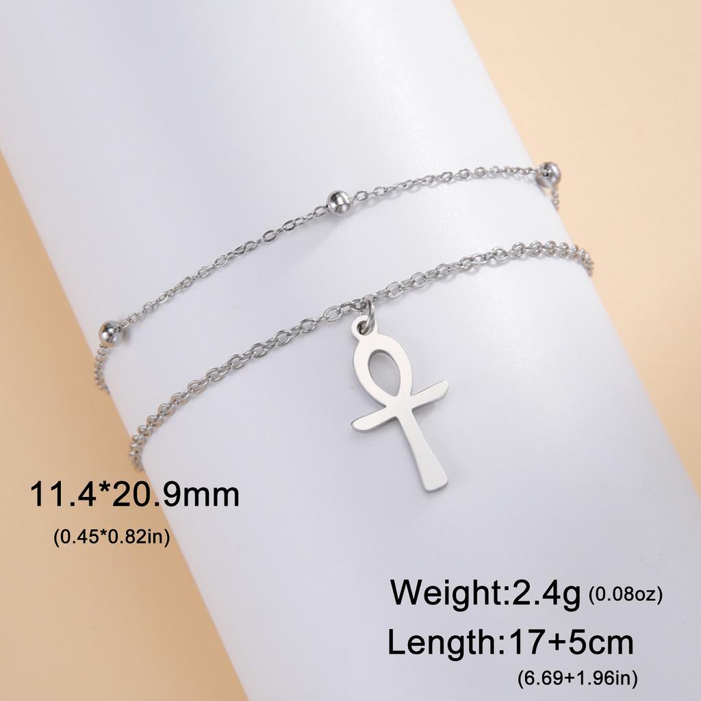 LIKGREAT Vintage Egypt Bracelet Ankh  Charms Stainless Steel  Bracelets Women Jewelry Double Chain Life Symbol Cross Amulet Anni