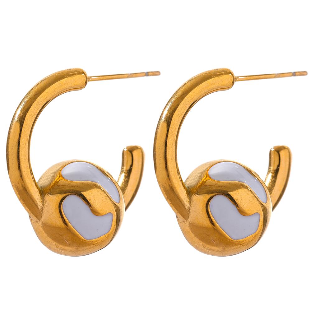 

Yhpup White Green Blue Enamel Ball Geometry Huggie Earrings for Women Anti Allergic Fashion Gold Color Charm Jewelry Bijoux Gift