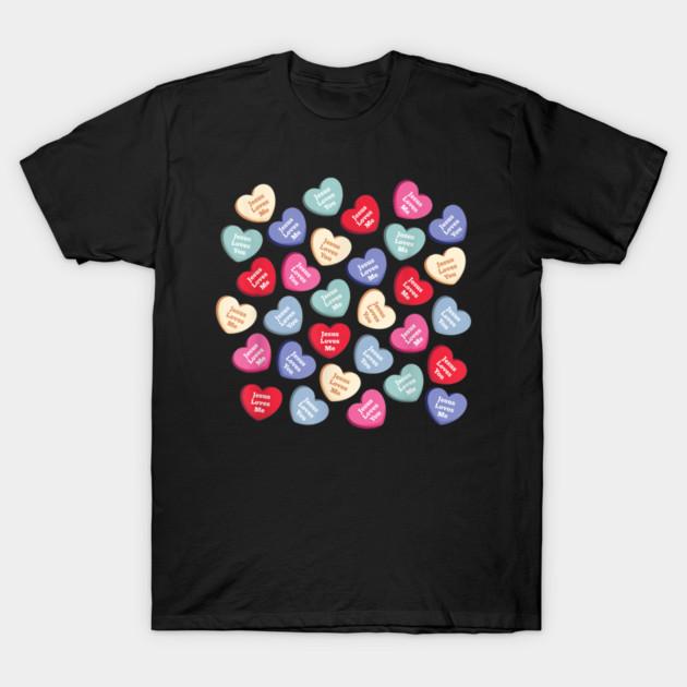 Asian Size Cotton Unisex Tshirt Print T-shirt Jesus Loves Me Jesus Loves You Hearts Valentines Day Candy T-shirt No-Cut Print Regular Fit
