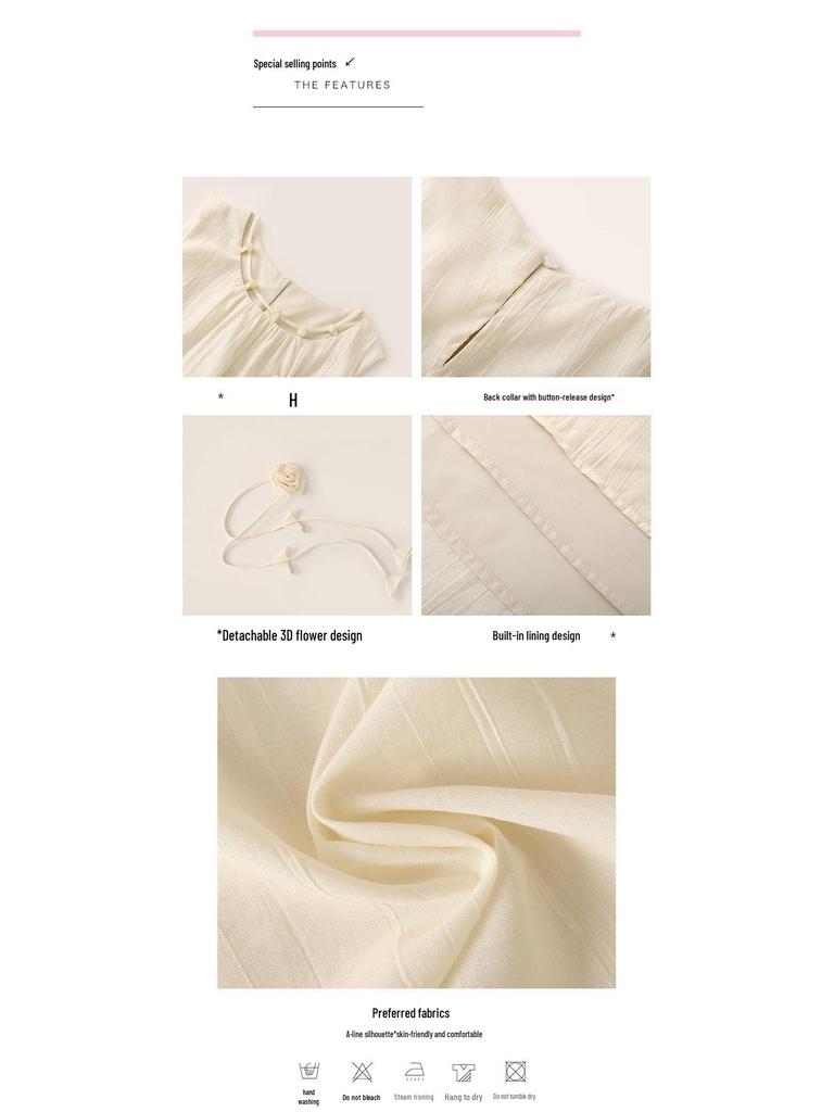 Women's 2025 Summer French Sleeveless Vest Cake Dress - Petite Holiday A-line Skirt, Loose Fit