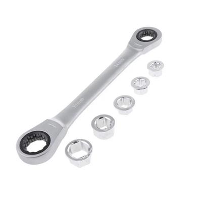 Juego de llaves combinadas de trinquete reversibles de doble cabezal 7 en 1, herramienta de mantenimiento de llave de tubo universal para mecánico, llave de trinquete