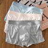 Men Boxer Briefs Mid-rise Elastic Waistband Breathable Mesh Shorts Underwear Solid Color U-Convex