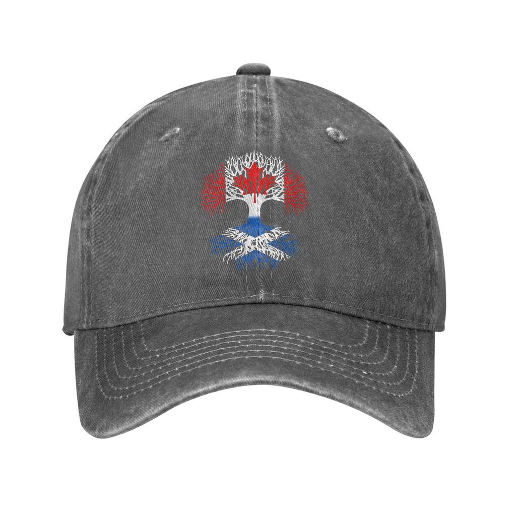 Canadian Grown with Scottish Roots Canada Scotland Flag Tree Casual Baseball Cap For Unisex Men Summer  Tennis Skate Trucker Hat