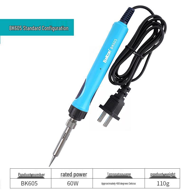 

BK609 Portable 90W Soldering Iron - Digital Display, Adjustable Temperature, High Power, Fast Heating, White Light Plug-in 605 Model