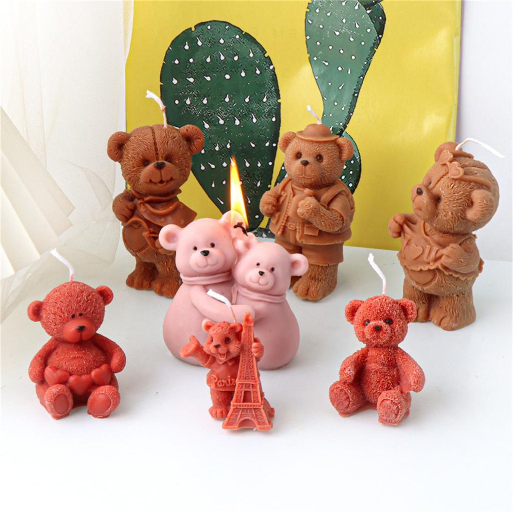 3D Bear Silicone Mould for Creative Candle Making Flexible and Easy to Clean Decoration for Craft and Decorations