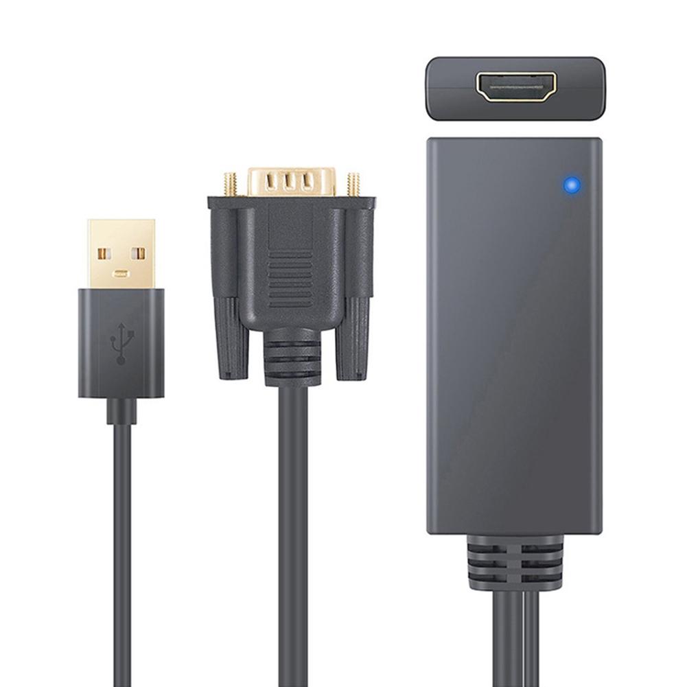 ABS Black VGA to HDMI Converter USB with Audio Switcher Adapter for Computer PC Laptop DVDBlack