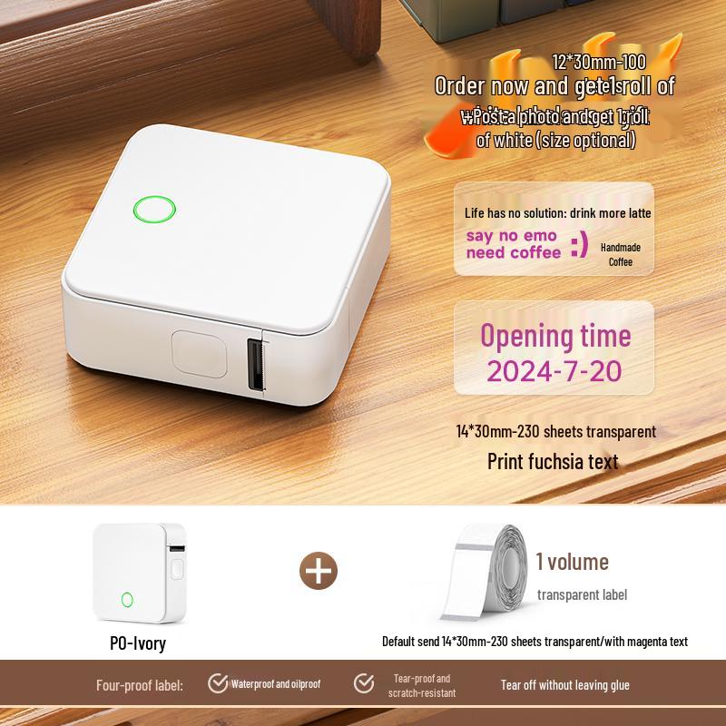 2P80 Portable Bluetooth Label Printer: Handheld, Self-Adhesive, Transparent Stickers