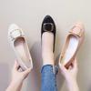 Flache Schuhe für Damen mit flachem Mund, lässig, quadratische Schnalle, flache Schuhe, All-Match-Einzelschuhe mit weicher Sohle, rutschfest, leicht und weich