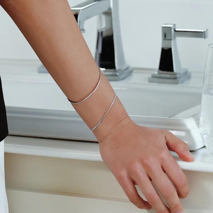 Silver 925 2mm Dense Solid Cuff Bangle Bracelet #LSB30