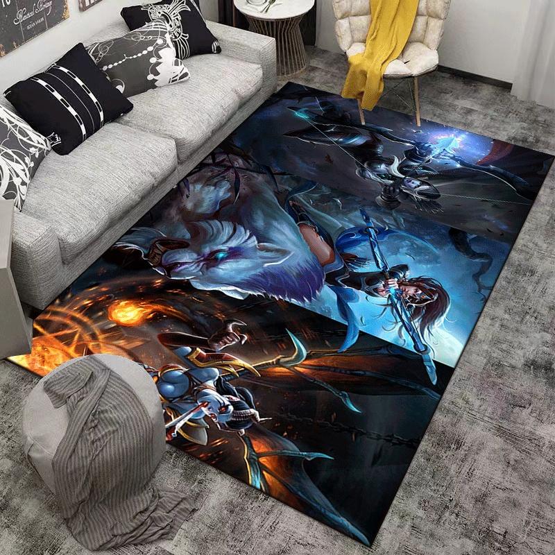 Elegant Battle Goddess and Mystical Beasts Art Rug Suitable for Use As an Anti-slip Game Mat for Living Room and Bedroom Sofas