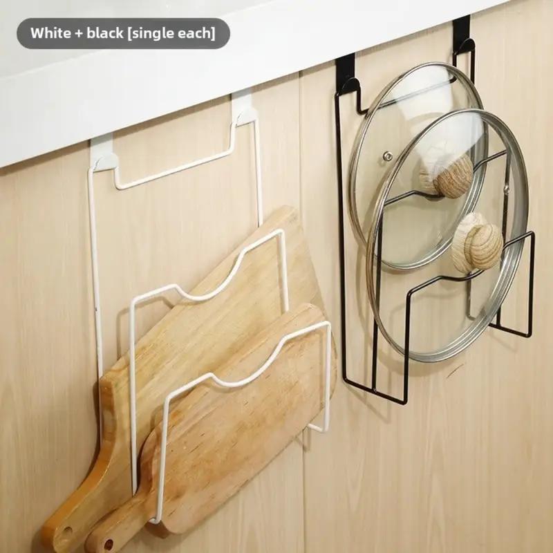 Multifunctional Punch-free Pot Lid Rack Household Kitchen Wall-mounted Iron Pot Lid Rack Multi-layer Cutting Board Storage Rack
