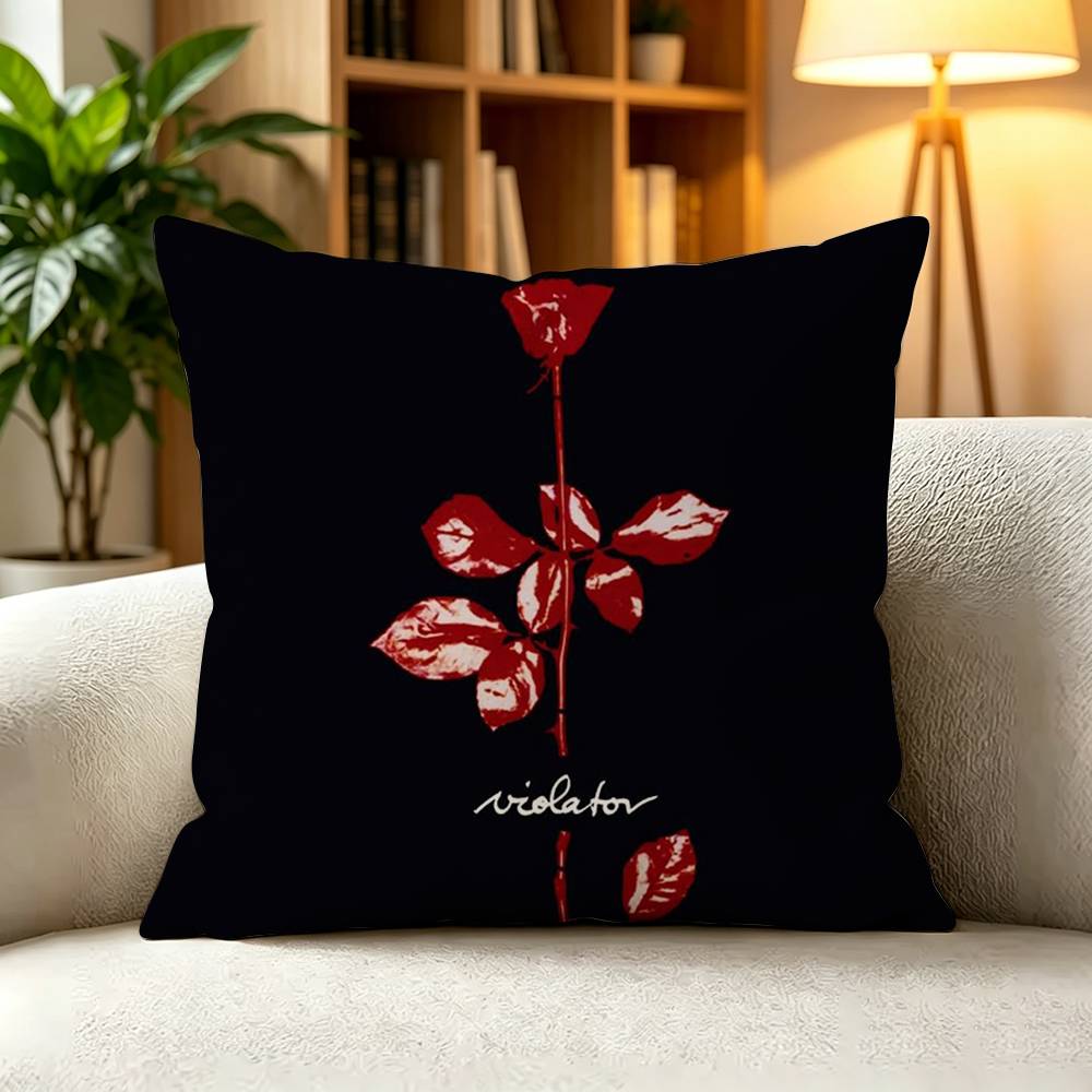 D-Depeche Mode Synth Pop Rock Band Retro Square Double-Sided printed Pillow Case Bedroom Bedside Pillow Sofa Cushion Cover