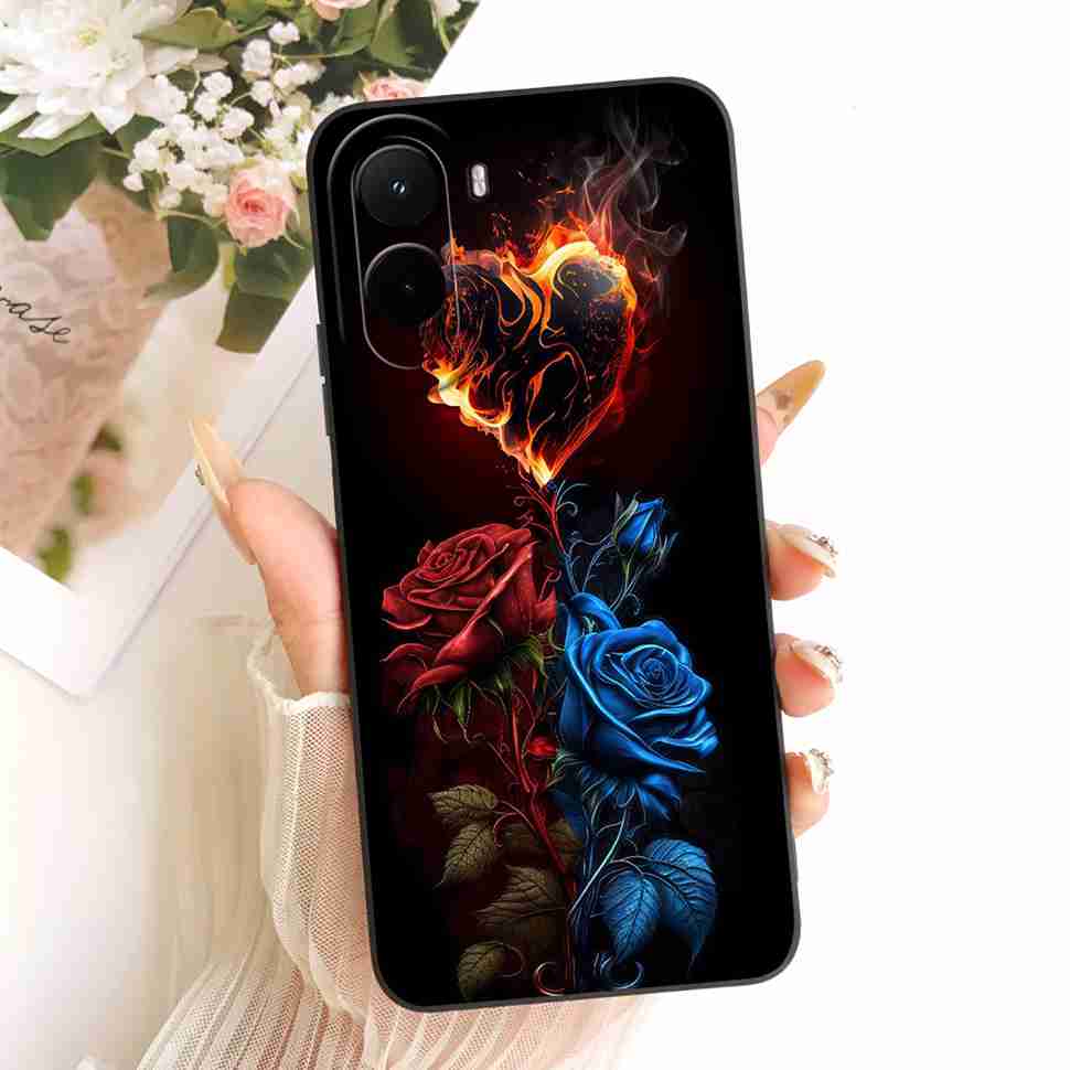 Silicone Case For Xiaomi Poco M7 4G Case Cute Cat Flowers Soft Slim Phone Cases For Xiaomi Poco M7 PocoM7 4G Cover Bumper
