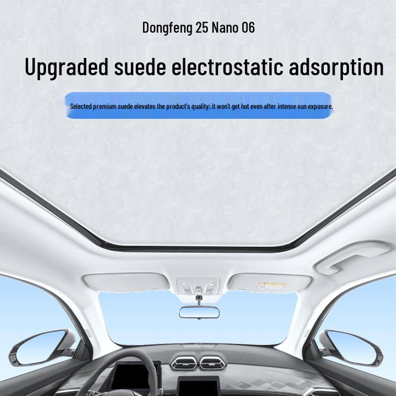 Nano 06 Sunroof Electrostatic Sunshade - Compatible with Dongfeng 25 Model, Offers Heat Insulation, Sun Protection, Privacy, and Light-Blocking.