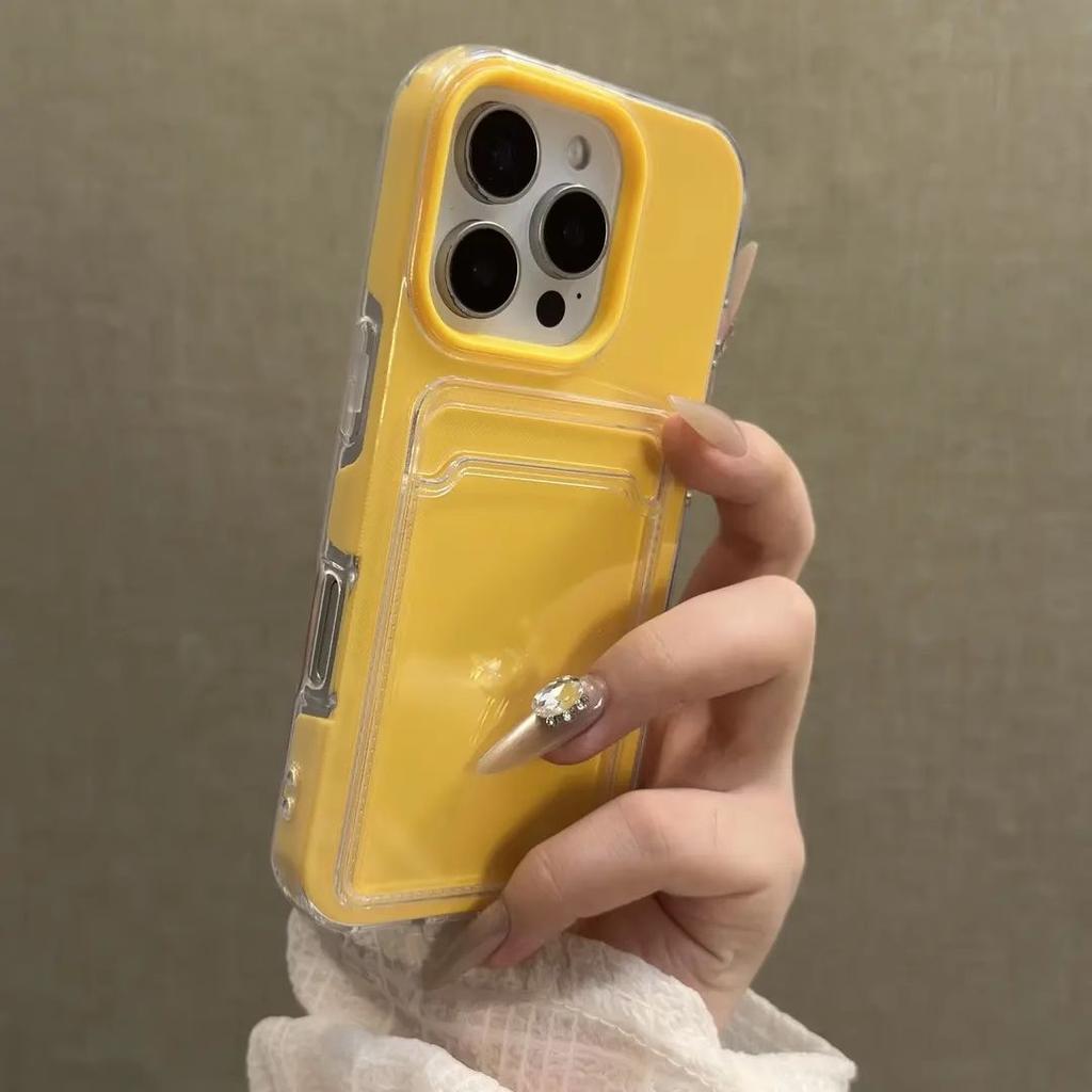 Luxury 2in1 Card Bag Candy Phone Case For iPhone 11 12 13 14 15 16 Pro Max TPU+PC Shockproof Bumper Back Cases Cover