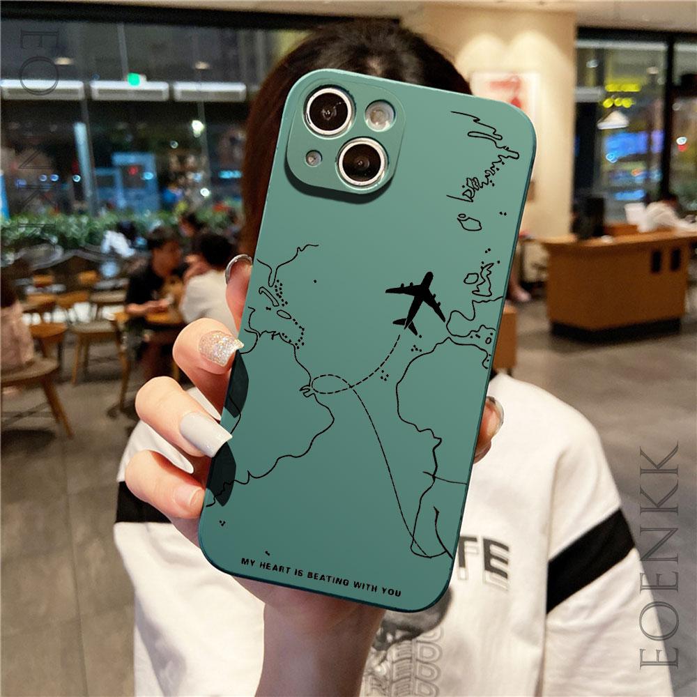 Travel-nspired Airplane Route Design Phone Case For iPhone 15 Pro Max 14 13 12 11 16 XS X XR 7 8 Plus SE Shockproof Soft Cover