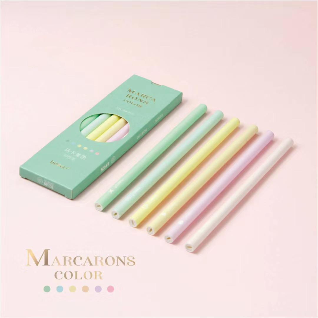 

Набор цветных ручек Marcarons из 6 шт., шариковая ручка Sweet Candy Design, 0,5 мм, гелевые чернила черного цвета