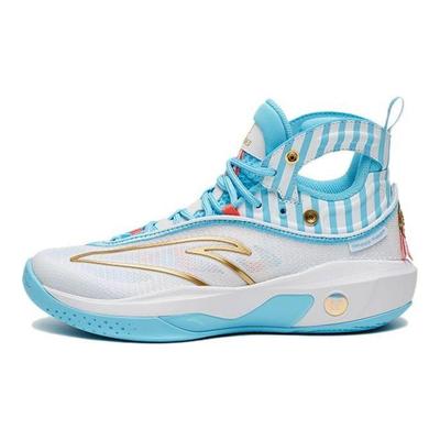 Kids Comfortable Non-Slip Shock Absorbing Mid-Top Basketball Shoes Kids Sneaker White Blue Gold 312321130-4