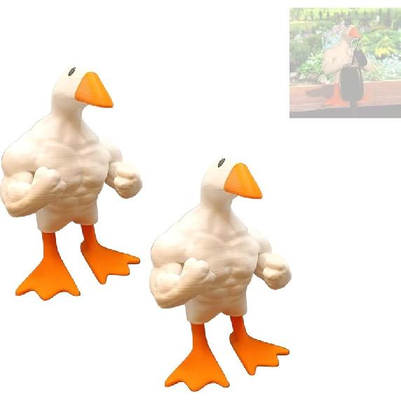 Fun Muscular Buff Duck Statue Ornament Cute Funny Muscle Goose Duck Sculptures Magnetic Key Holder Tool Organizer Holder Figurine Ornaments For Home