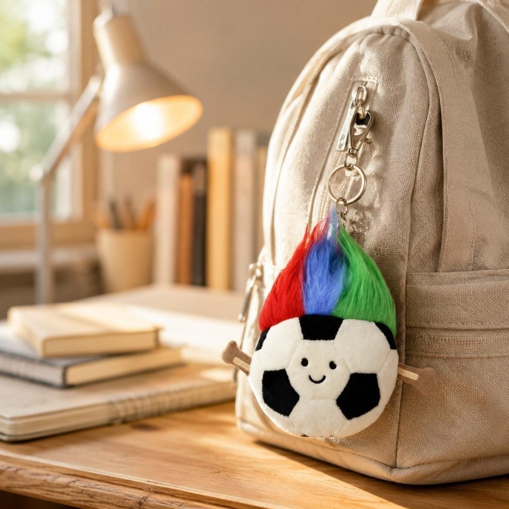 Colorful Soccer Ball Keychain with Fun Design - Cute Bag Charm Gift for